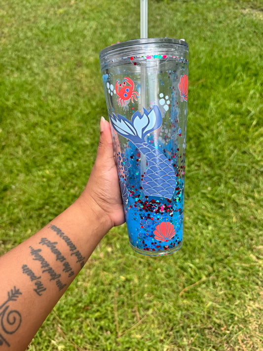 Beach Please Mermaid Lava-Drip Tumbler