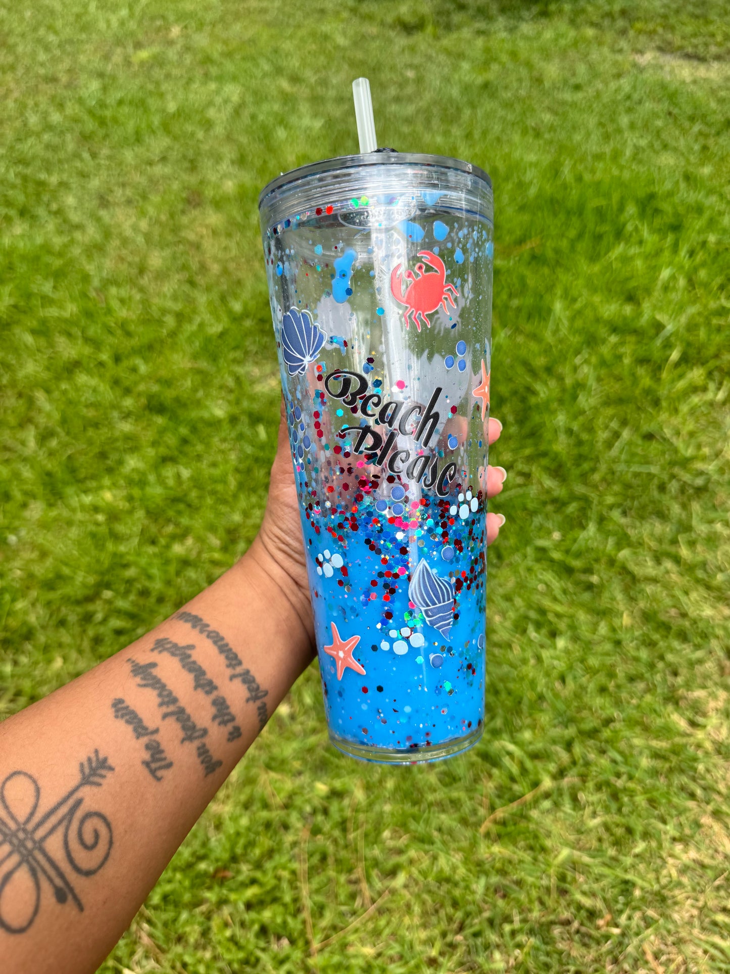 Beach Please Mermaid Lava-Drip Tumbler